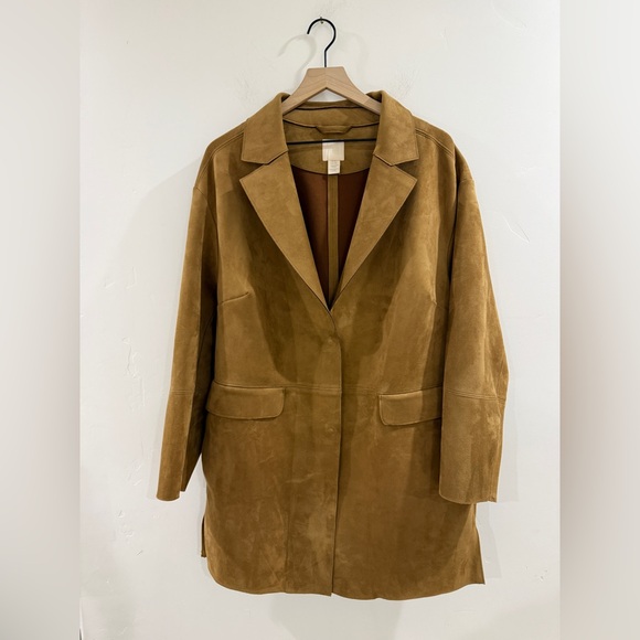 H& M | faux suede cognac coat - Picture 2 of 6